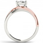 Pink Two-Tone White Gold 1/2ct TDW Diamond Bypass Cluster Engagement Ring - Handcrafted By Name My Rings™