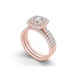 Rose Gold 1 1/2ct TDW Halo Engagement Ring Set - Handcrafted By Name My Rings™