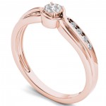 Rose Gold 1/10ct TDW Diamond Bypass Cluster Engagement Ring - Handcrafted By Name My Rings™