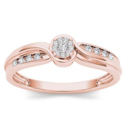 Rose Gold 1/10ct TDW Diamond Bypass Cluster Engagement Ring - Handcrafted By Name My Rings™