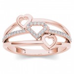 Rose Gold 1/10ct TDW Split Shank Heart Fashion Ring - Handcrafted By Name My Rings™