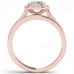 Rose Gold 1/4ct TDW Diamond Cluster Halo Bridal Set - Handcrafted By Name My Rings™