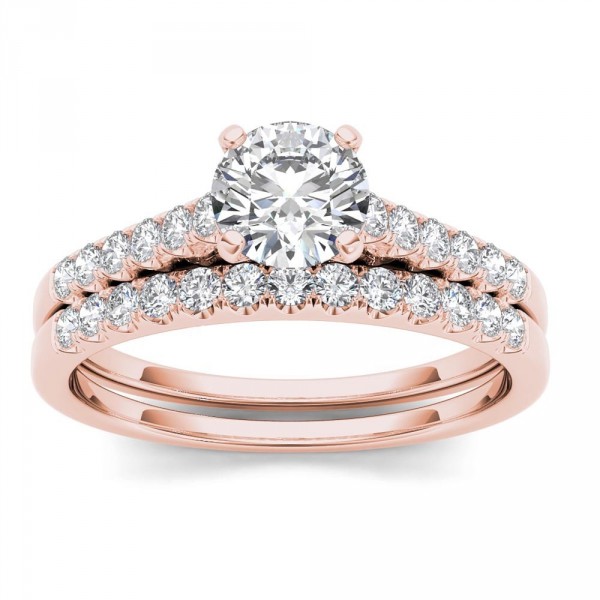 Rose Gold 1ct TDW Diamond Classic Engagement Ring Set - Handcrafted By Name My Rings™