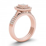 Rose Gold 5/8ct TDW Cluster Halo Bridal Set - Handcrafted By Name My Rings™
