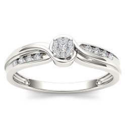 White Gold 1/10ct TDW Diamond Bypass Cluster Engagement Ring - Handcrafted By Name My Rings™