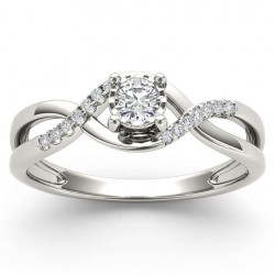 White Gold 1/20ct TDW Diamond Criss-Cross Engagement Ring - Handcrafted By Name My Rings™