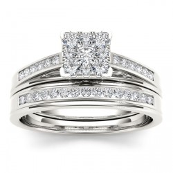 White Gold 1/2ct TDW Diamond Square Shape Bridal Set - Handcrafted By Name My Rings™