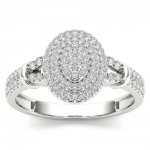 White Gold 1/4ct TDW Diamond Cluster Double Halo Engagement Ring - Handcrafted By Name My Rings™