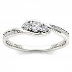 White Gold 1/5ct TDW Diamond Bypass Cluster Engagement Ring - Handcrafted By Name My Rings™