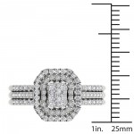 White Gold 5/8ct TDW Cluster Halo Bridal Set - Handcrafted By Name My Rings™
