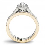 White and Gold 1/2 ct TDW Diamond Halo Engagement Ring Set - Handcrafted By Name My Rings™