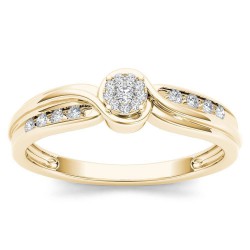 Gold 1/10ct TDW Diamond Bypass Cluster Engagement Ring - Handcrafted By Name My Rings™