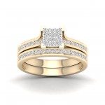 Gold 1/2ct TDW Diamond Cluster Bridal Set - Handcrafted By Name My Rings™