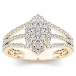 Gold 1/2ct TDW Diamond Marquise-Framed Cluster Engagement Ring - Handcrafted By Name My Rings™