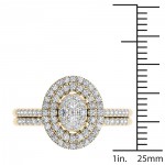 Gold 1/2ct TDW Oval Shaped Cluster Halo Bridal Set - Handcrafted By Name My Rings™