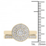 Gold 1/4ct TDW Cluster Halo Bridal Set - Handcrafted By Name My Rings™
