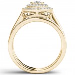 Gold 1/4ct TDW Cluster Halo Bridal Set - Handcrafted By Name My Rings™
