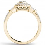 Gold 1/4ct TDW Diamond Cluster Double Halo Engagement Ring - Handcrafted By Name My Rings™