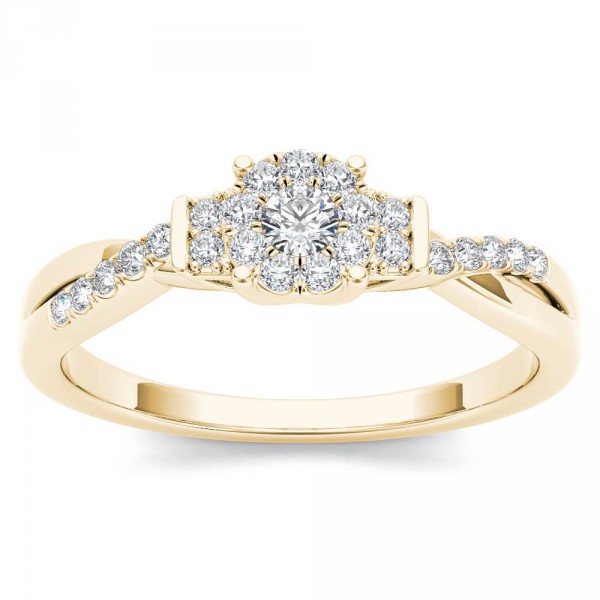 Gold 1/4ct TDW Diamond Three-Stone look Engagement Ring - Handcrafted By Name My Rings™
