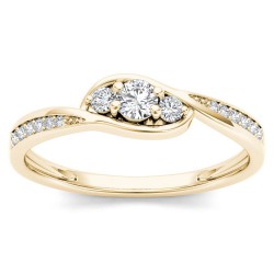 Gold 1/5ct TDW Diamond Three-Stone Engagement Ring - Handcrafted By Name My Rings™