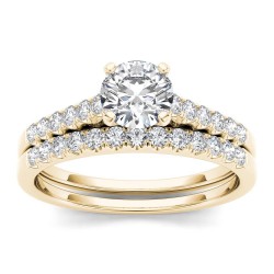 Gold 1ct TDW Diamond Classic Engagement Ring Set - Handcrafted By Name My Rings™