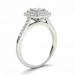 1/4ct TDW Diamond Double Halo Engagement Ring - Handcrafted By Name My Rings™