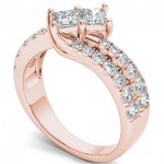 Rose Gold 1 1/2ct TDW Two-Stone Diamond Engagement Ring - Handcrafted By Name My Rings™