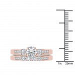 Rose Gold 1 1/4ct TDW Diamond Three-Stone Engagement Ring Set - Handcrafted By Name My Rings™