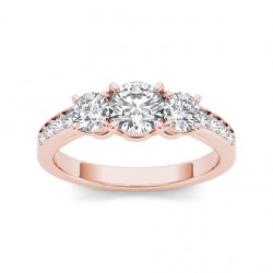 Rose Gold 1 1/4ct TDW Diamond Three Stone Ring - Pink - Handcrafted By Name My Rings™