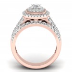 Rose Gold 1ct TDW Diamond Cluster Halo Bridal Set - Handcrafted By Name My Rings™