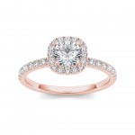 Rose Gold 1ct TDW Diamond Halo Engagement Ring - Handcrafted By Name My Rings™