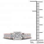 Rose Gold 2 2/5ct TDW Diamond Princess-cut Three-stone Ring - Handcrafted By Name My Rings™
