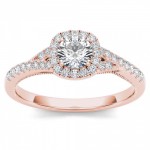 Rose Gold 5/8ct TDW Diamond Halo Engagement Ring - Handcrafted By Name My Rings™
