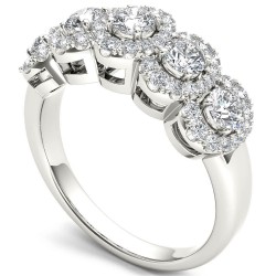 White Gold 1 1/10 ct TDW Diamond Halo Ring - Handcrafted By Name My Rings™