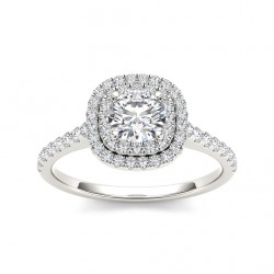 White Gold 1 1/10ct TDW Diamond Halo Engagement Ring - Handcrafted By Name My Rings™