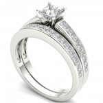 White Gold 1 1/2ct TDW Diamond Classic Engagement Ring Set with One Band - Handcrafted By Name My Rings™