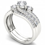 White Gold 1 1/4ct TDW Diamond Bypass Bridal Ring Set - Handcrafted By Name My Rings™