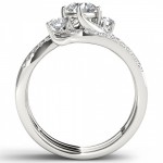 White Gold 1 1/4ct TDW Diamond Bypass Bridal Ring Set - Handcrafted By Name My Rings™
