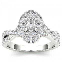 White Gold 1 1/4ct TDW Oval Shape Diamond Halo Engagement Ring - Handcrafted By Name My Rings™