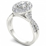 White Gold 1 3/4ct TDW Oval Shape Diamond Halo Engagement Ring - Handcrafted By Name My Rings™