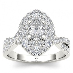 White Gold 1 3/4ct TDW Oval Shape Diamond Halo Engagement Ring - Handcrafted By Name My Rings™