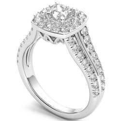White Gold 1 ct TDW Diamond Halo Ring - Handcrafted By Name My Rings™
