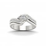 White Gold 1/2ct TDW Diamond Three Stone Swirl Bridal Set - Handcrafted By Name My Rings™