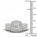 White Gold 1ct TDW Diamond Cluster Halo Bridal Set - Handcrafted By Name My Rings™