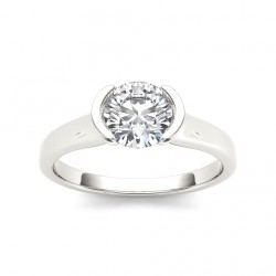 White Gold 1ct TDW Diamond Half-Bezel Engagement Ring - Handcrafted By Name My Rings™