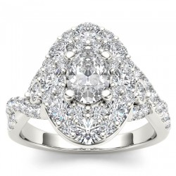 White Gold 2 1/2ct TDW Oval Shape Diamond Halo Engagement Ring - Handcrafted By Name My Rings™