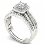 White Gold 5/8ct TDW Princess-Cut Diamond Frame Bridal Set - Handcrafted By Name My Rings™