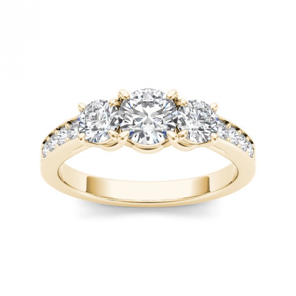 Gold 1 1/4ct TDW Diamond Three-Stone Ring - Handcrafted By Name My Rings™