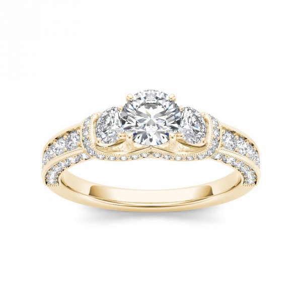Gold 1 1/5ct TDW Diamond 3-stone Anniversary Ring - Handcrafted By Name My Rings™