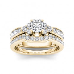 Gold 1 5/8ct TDW Diamond Classic Engagement Ring Set - Handcrafted By Name My Rings™